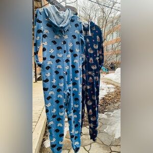 Cat Print Velour Hooded Onesie Pajamas S / Combinaison chat velours